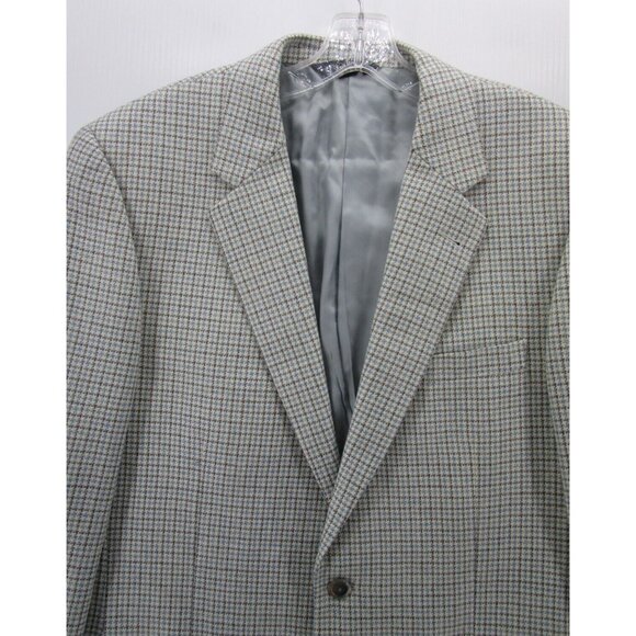 Jos A Bank Sport Coat 42 Long Houndstooth Blazer Tweed Jacket Lined - Picture 2 of 13